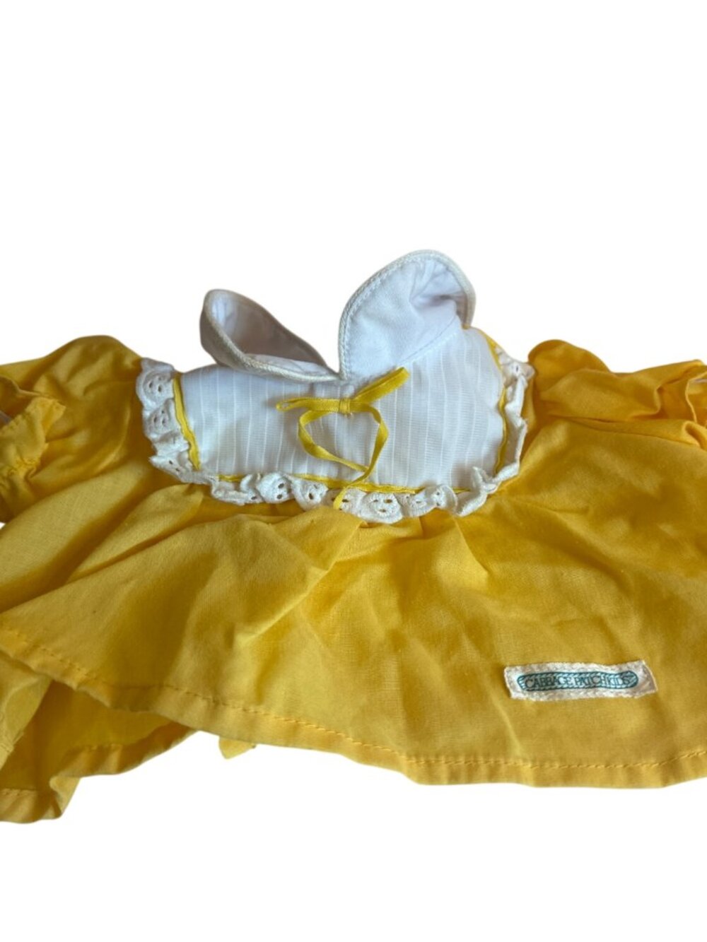 Vintage Cabbage Patch Kids Yellow Smocked Dress White Lace Collar Coleco 1980s